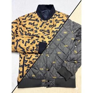 The North Face Jester Reversible Bomber Jacket Mens S Tan Black Quilted Eye